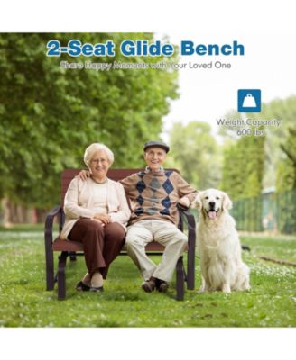 2-Seat Porch Glider with HDPE Back Seat and Steel Frame