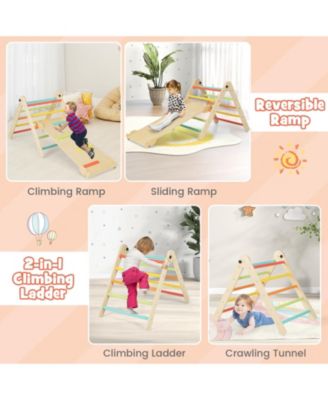3-in-1 Climbing Set Foldable and Adjustable Kids Triangle Set