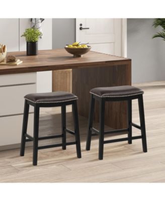 26 Inch Counter Height Bar Stool Set of 2 with Upholstered Seat