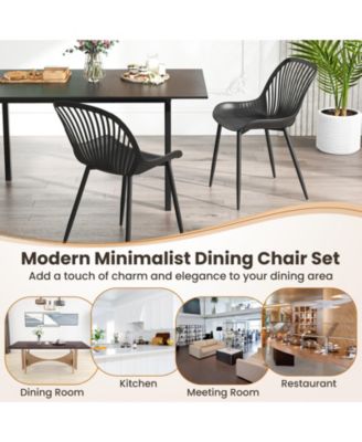Modern Kitchen Chairs with Metal Legs Cutout Backrest Curved Seat for Dining Room Home Office