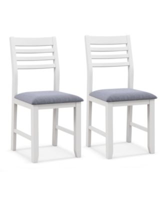 Wooden Dining Chair Set of 2 with Rubber Wood Frame and Padded Cushion
