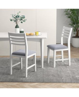 Wooden Dining Chair Set of 2 with Rubber Wood Frame and Padded Cushion