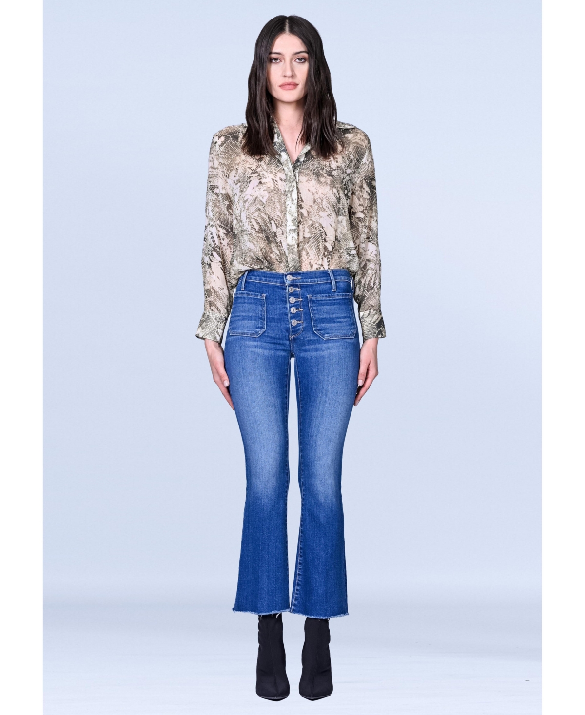 Black Orchid Denim Women's Angelina Patch Pocket Crop Flare Jean