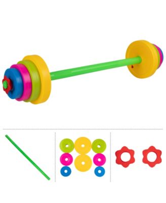 Hey Play Barbell and 8 Plates Kids Weight Set