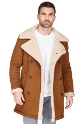 Men's Faux Shearling Double Breasted Overcoat