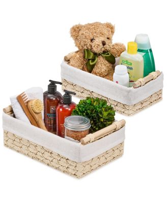 2-Pack Handmade Storage Paper Rope Baskets Set: Bohemian Design for Household Essentials - Durable, Compact, Perfect for All Decor