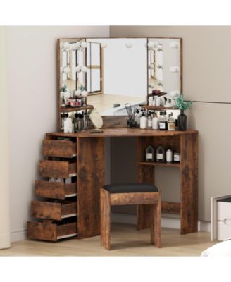 Vanity Desk with Mirror and Lights - Vanity with 3 Lighting Options