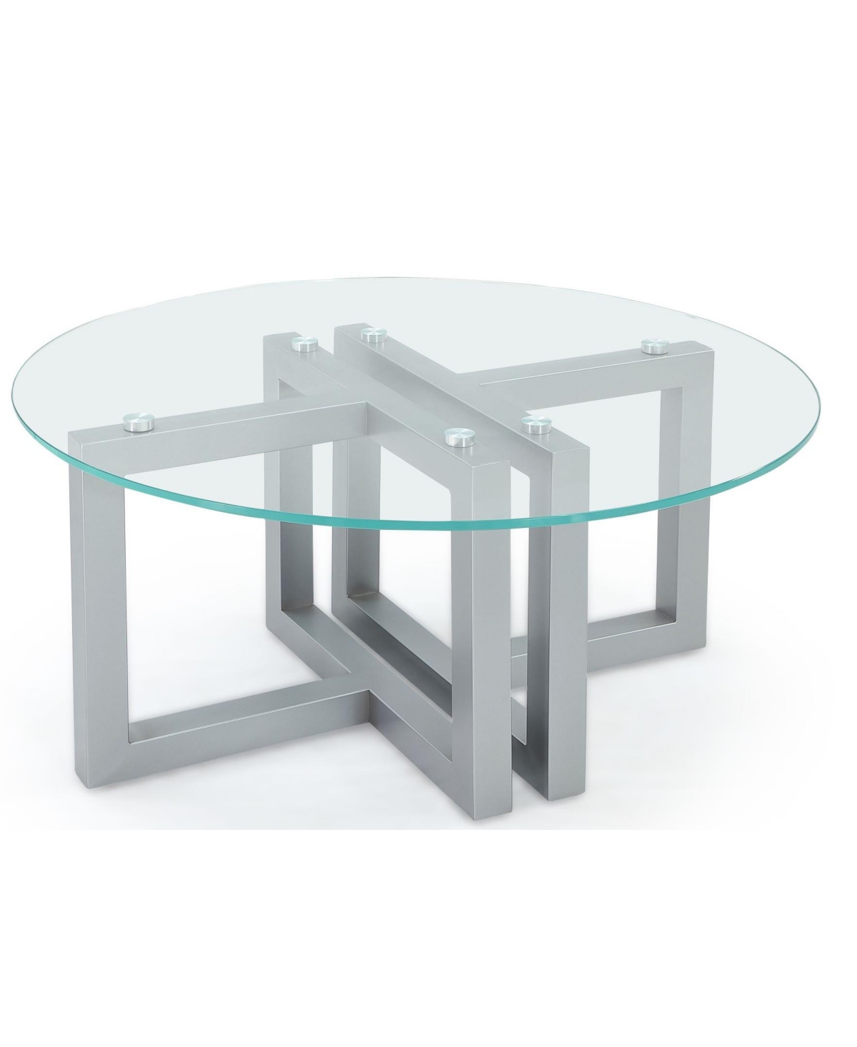 Macy's Emila 38" Round Glass Mix And Match Coffee Table In Clear Glass,silver Sky