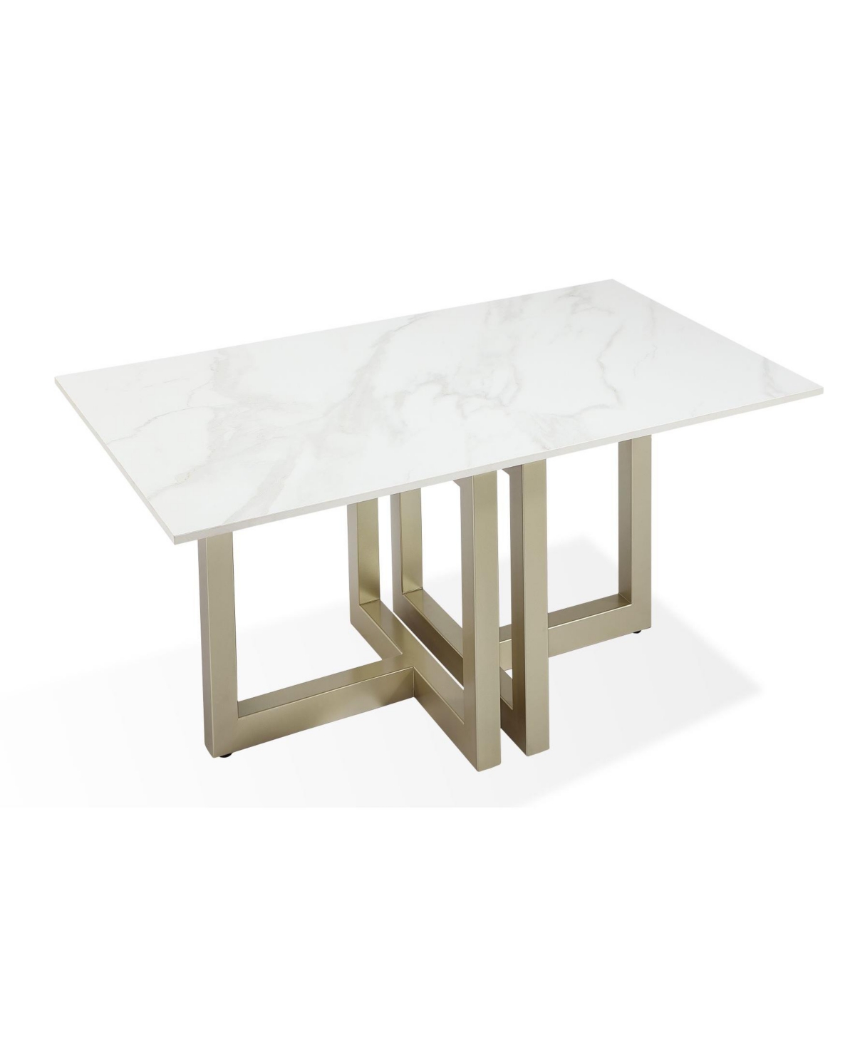 Macy's Emila 48" Rectangle Sintered Stone Mix And Match Coffee Table In White Sintered Stone,champagne