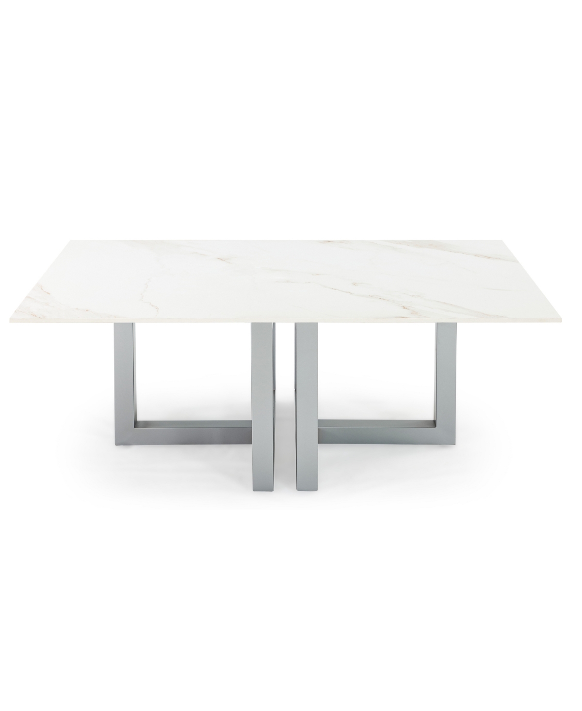 Macy's Emila 48" Rectangle Sintered Stone Mix And Match Coffee Table In White Sintered Stone,silver Sky