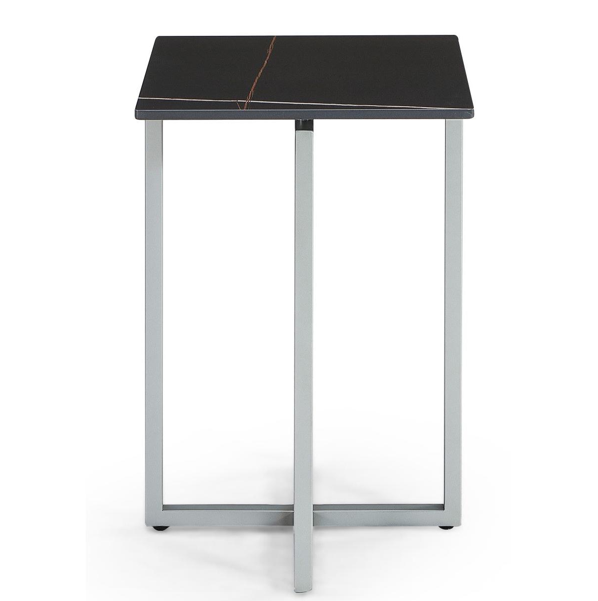 Macy's Emila 14" Square Sintered Stone Mix And Match Martini Table In Black,silver Sky