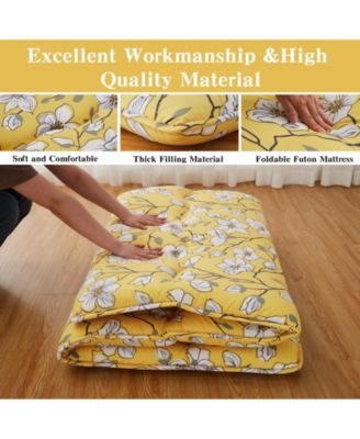 Japanese Thick Tatami Roll-Up Floor Mattress for Camping & Guest Room, Full