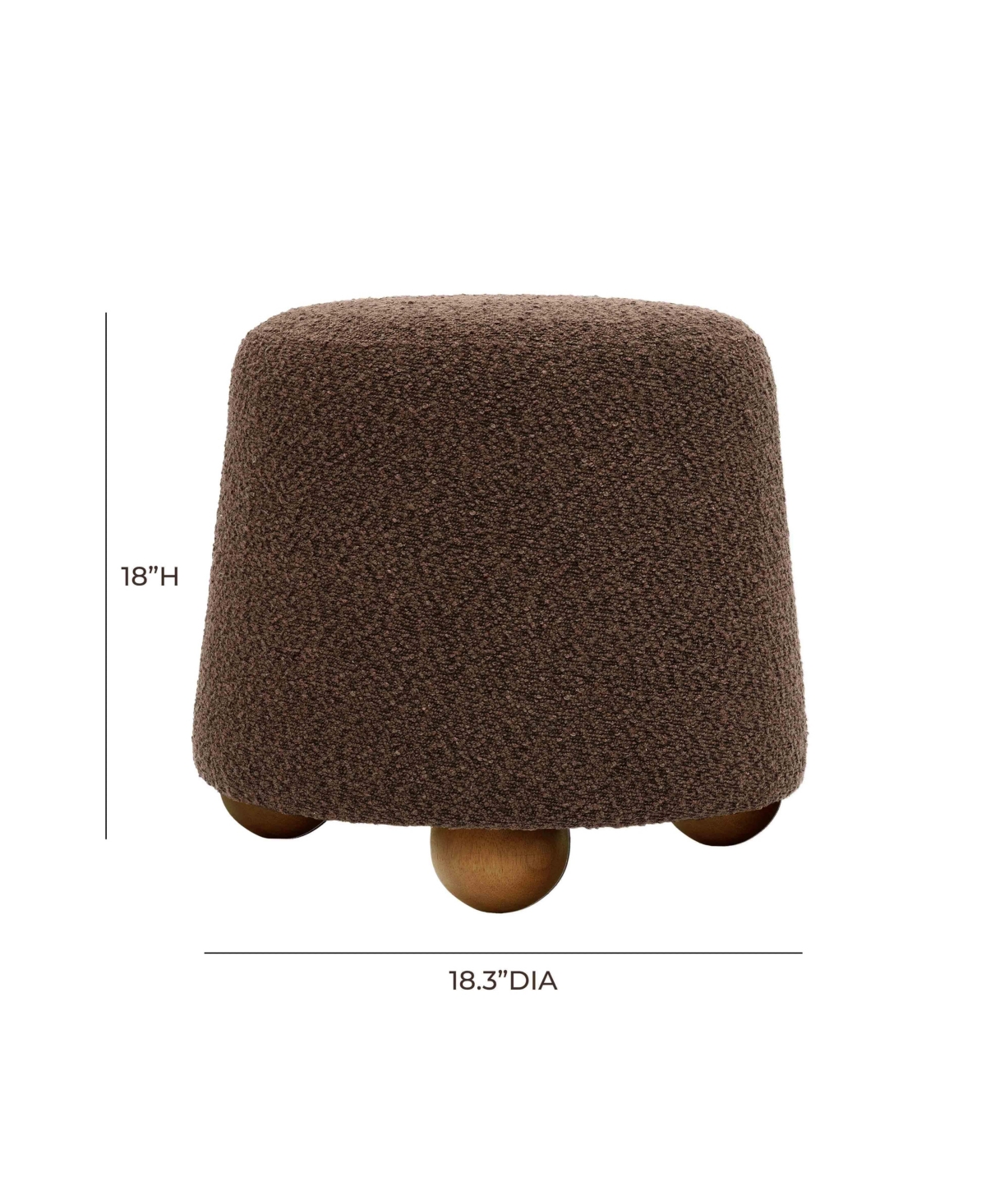 Tov Furniture 1 Piece Boucle Stool In Brown
