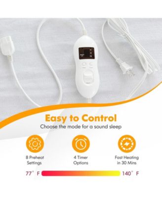Safe Electric Heated Mattress Pad with 4 Size 8 Temperature 10-Hour Timer-King Size