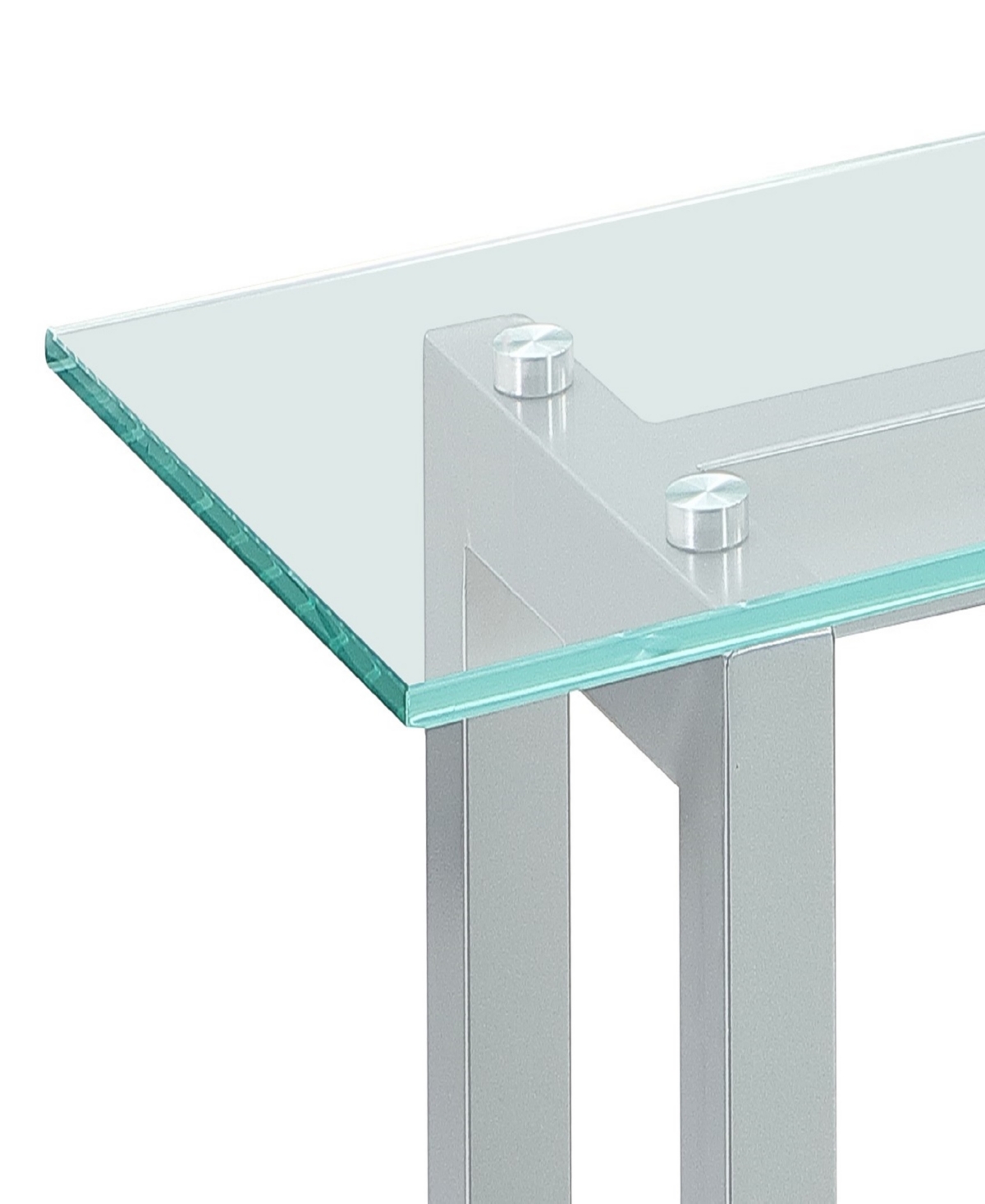 Macy's Emila 54" Glass Mix And Match Console Table In Ultra Clear Glass,silver Sky