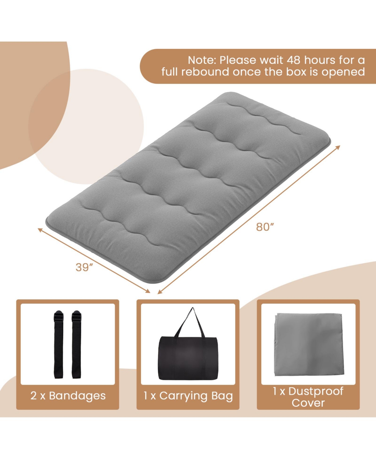 Gouun Futon Mattress with Washable Cover and Carry Bag-Twin Size