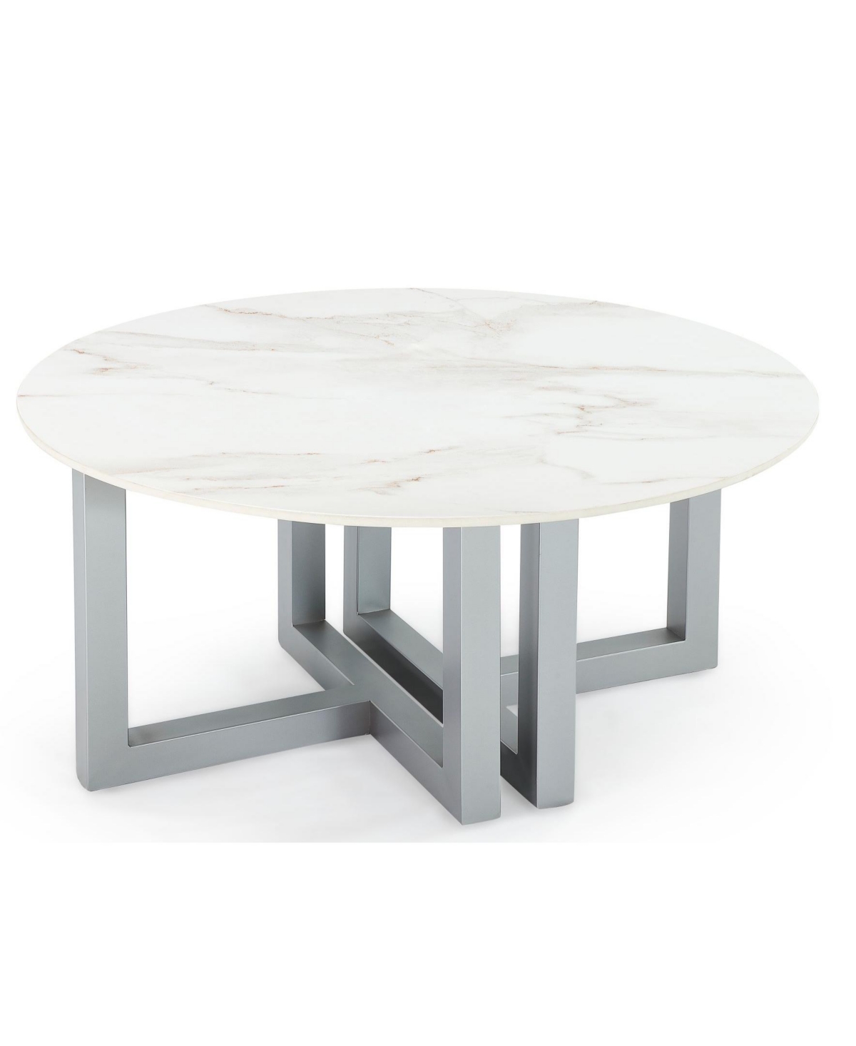 MACY'S EMILA 38" ROUND SINTERED STONE MIX AND MATCH COFFEE TABLE 