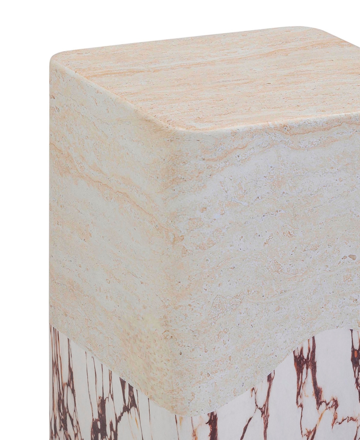 Tov Furniture 18.1" Concrete Indoor And Outdoor Side Table In Breccia And Travertine