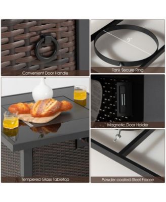 32 Inch Square Propane Fire Pit Table with Lava Rocks Cover