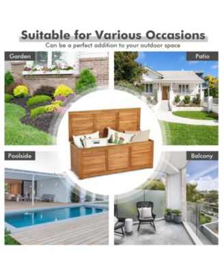 47 Gallon Acacia Wood Storage Bench Box for Patio Garden Deck