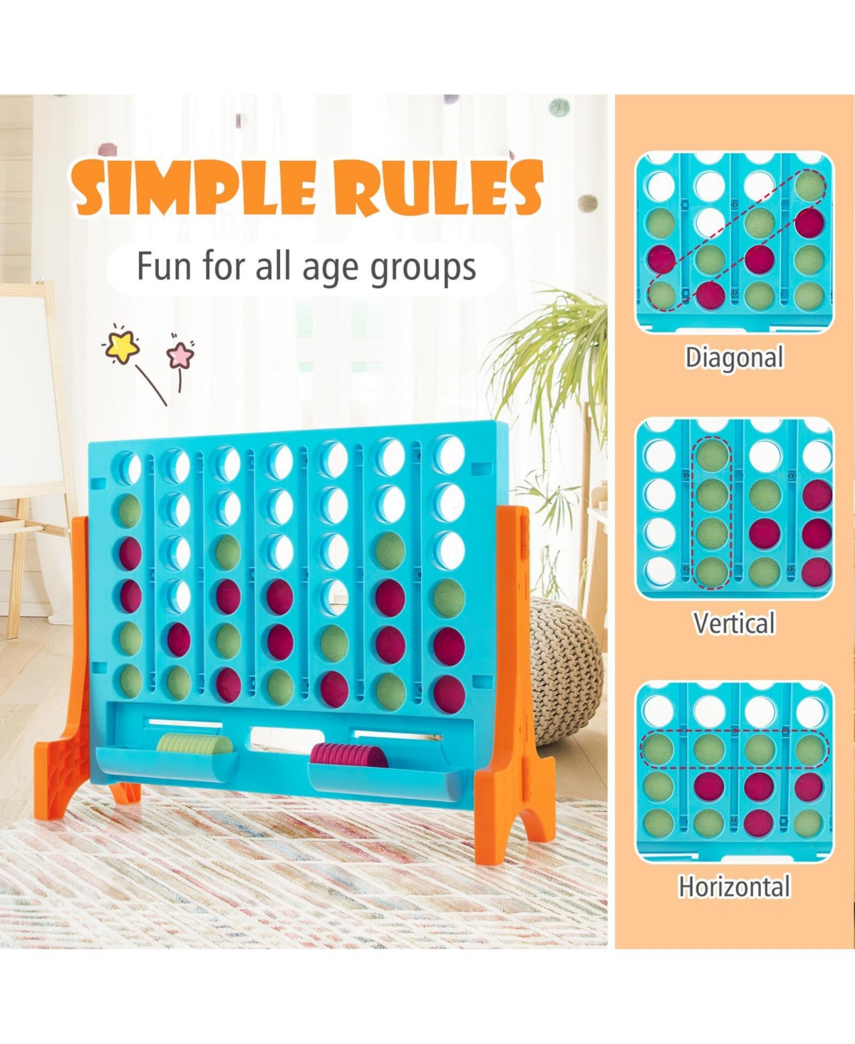 Gouun Jumbo 4-to-Score Connect Game Set with Carrying Bag and 42 Coins