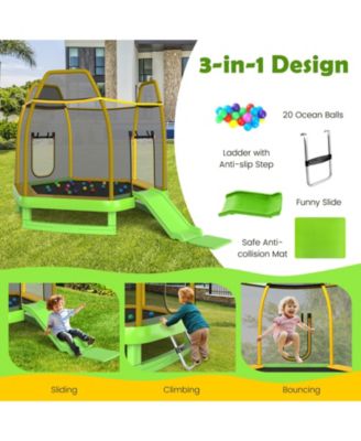7 Feet Trampoline with Ladder and Slide for Indoor and Outdoor
