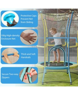 Mini Trampoline for Kids with Safety Enclosure Net and Foam Handles