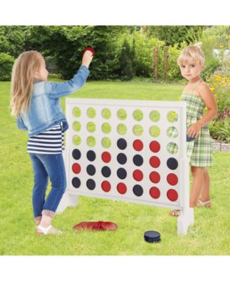 Wooden 4-in-a-row Game Set with 42 PCS Chips and 600D Oxford Fabric Carrying Bag