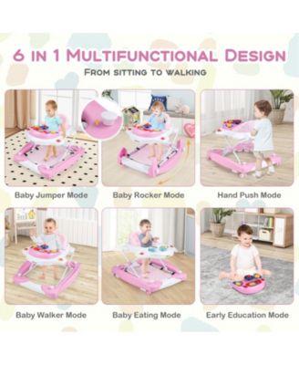 6 in 1 Foldable Baby Walker with Adjustable Height