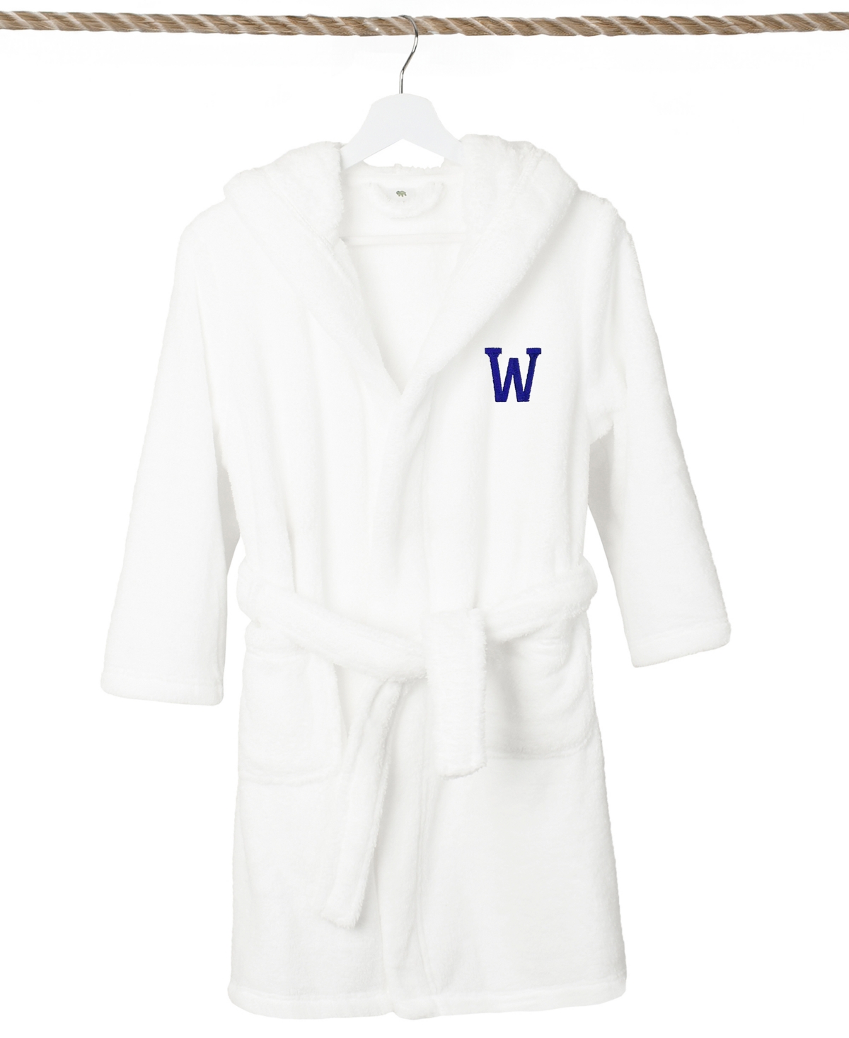 Shop Linum Home Personalized Kids Super Plush Hooded Bathrobe In White,navy W