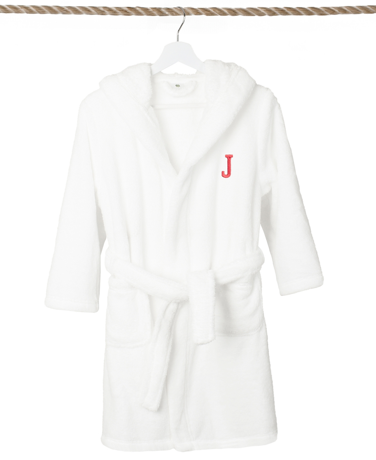 Linum Home Personalized Kids Super Plush Hooded Bathrobe In White,pink J