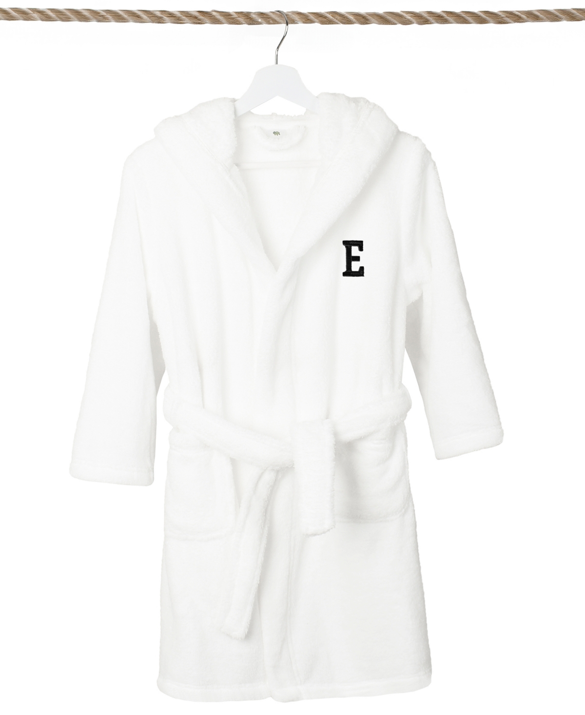 Linum Home Personalized Kids Super Plush Hooded Bathrobe In White,black E