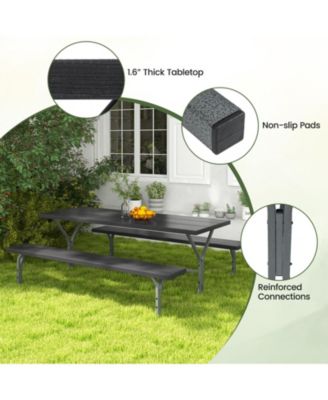 6 Feet Picnic Table Bench Set with HDPE Tabletop for 8 Person