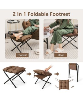 Modern Accent Sofa Chair with Folding Footrest and Side Pocket