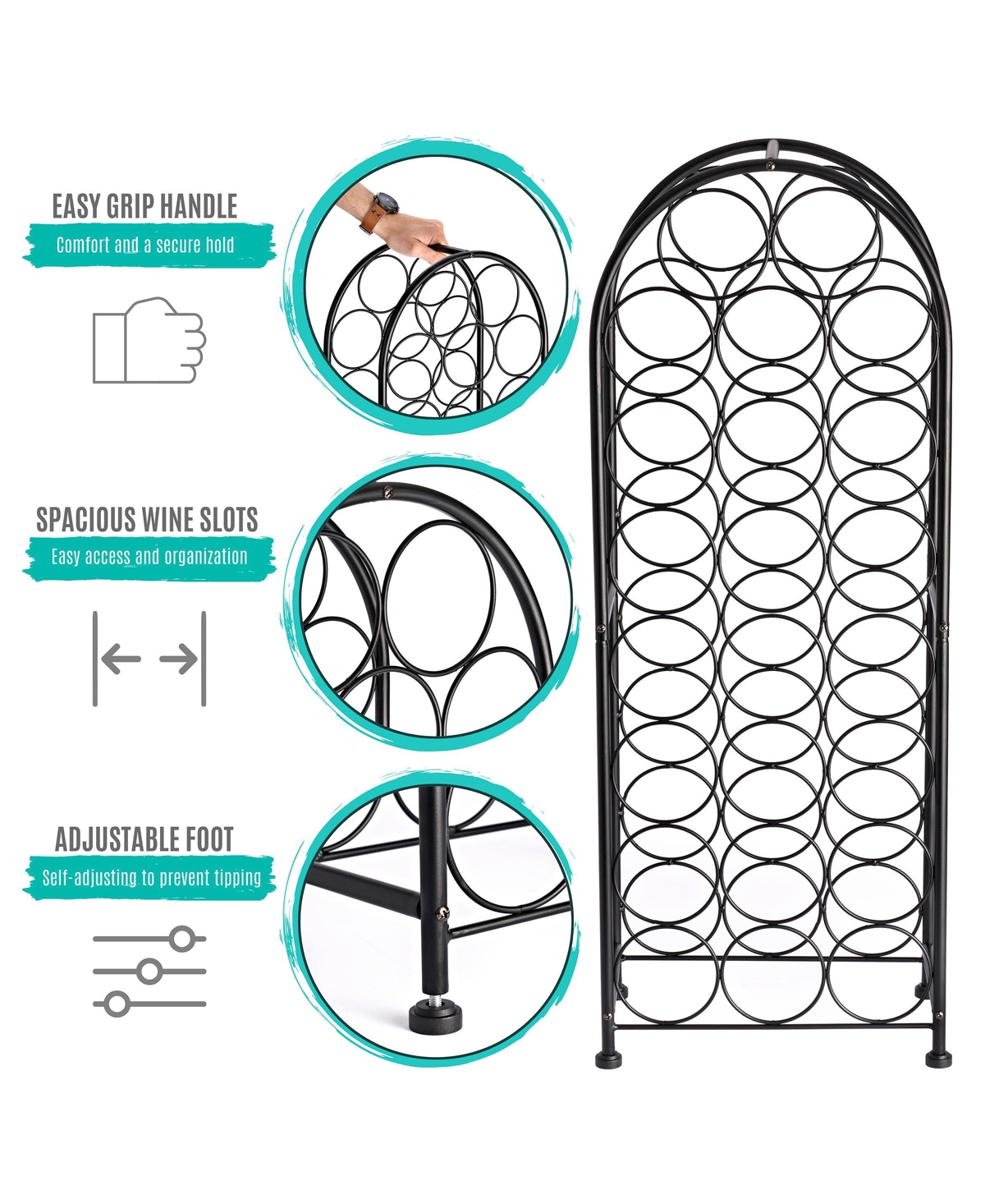 Sorbus 23-Bottle Bordeaux Chateau Wine Rack - Elegant Storage, Timeless Style, Optimal Freshness for Your Wine Collection - Black