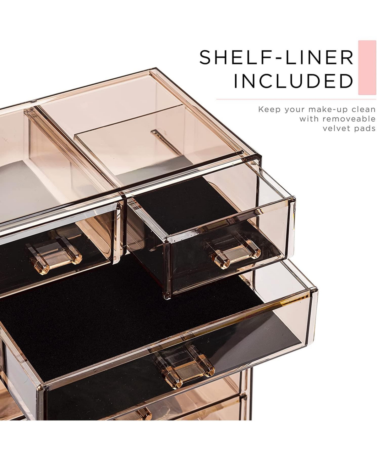 Sorbus 2 Piece Acrylic Makeup and Jewelry Storage Organizer Case (6 Drawers and Lipstick Tray