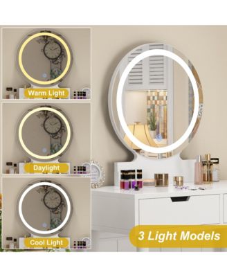Vanity Desk, Makeup Vanity Desk with Touch Light Mirror