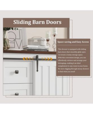 goamon 5-Drawer Wood Sliding Barn Door Adjustable Shelf Storage Dresser