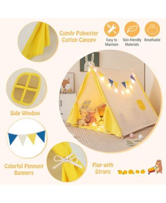 Kids Play Tent Triangular Kids & Toddlers Tent with Solid Wood Frame