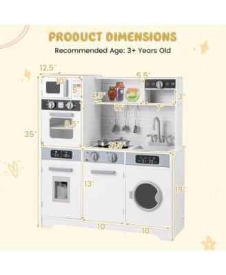 ids Play Kitchen Toy Set w/ Water Dispenser Sink Faucet Microwave Oven Utensils