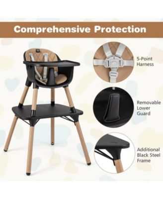 4-in-1 Baby Convertible Toddler Table Chair Set with PU Cushion