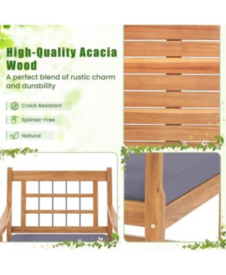 3 Piece Wood Patio Furniture Set with Seat Cushions and Acacia Wood Frame