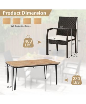 7 Pieces Patio Dining Set with Acacia Wood Dining Table for Porch Backyard Garden Poolside