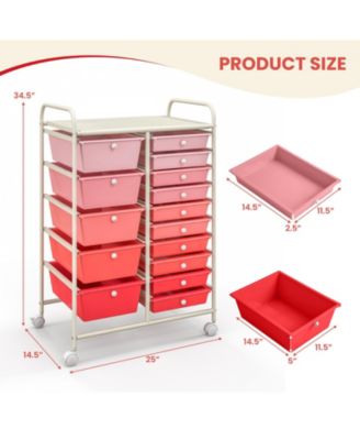 15-Drawer Utility Rolling Organizer Cart Multi-Use Storage