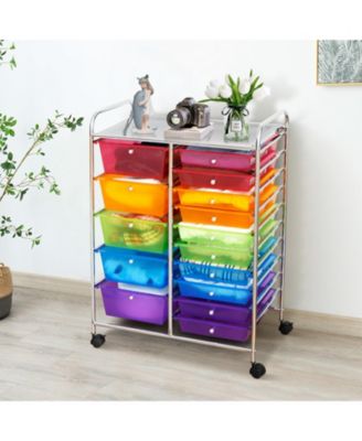 15-Drawer Utility Rolling Organizer Cart Multi-Use Storage