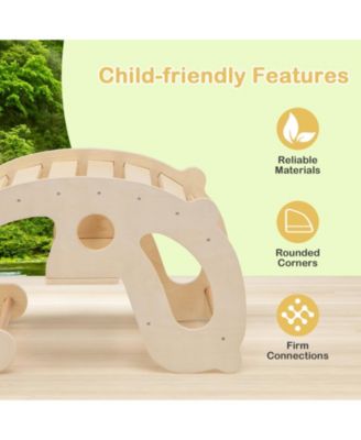 2-in-1 Rocking Horse Arch for Kids Montessori Climbing Toys with Arch Climber