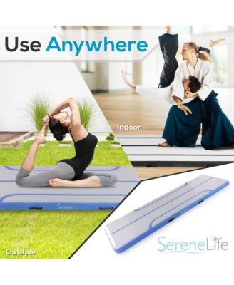 9.8 ft. Tumbling Gymnastics Inflatable Air Mat with Electric Air Pump, Blue