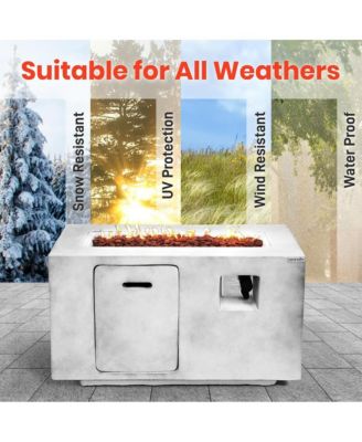 Fire Pit Table - 50,000 BTU Propane Gas Fire Pit with Adjustable Flame & Stainless Steel Burner, Weather Resistant, Easy Propane Access, Perfect for Parties & BBQs with Elegant Lava Rock