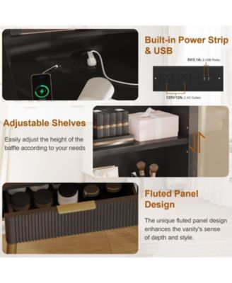 Makeup Vanity Desk with Lights & Power Outlet