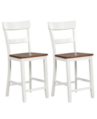 Farmhouse Dining Bar Stool Set of 2 with Solid Rubber Wood Frame